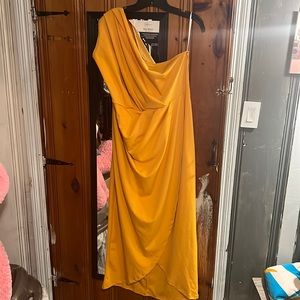 Yellow one shoulder dress